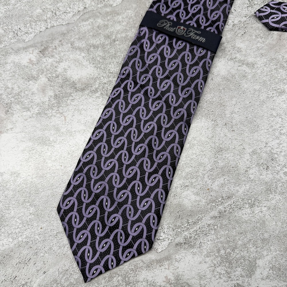 Phat Farm 100% Silk Tie Mens One Size‎ Purple Geometric Designer Necktie